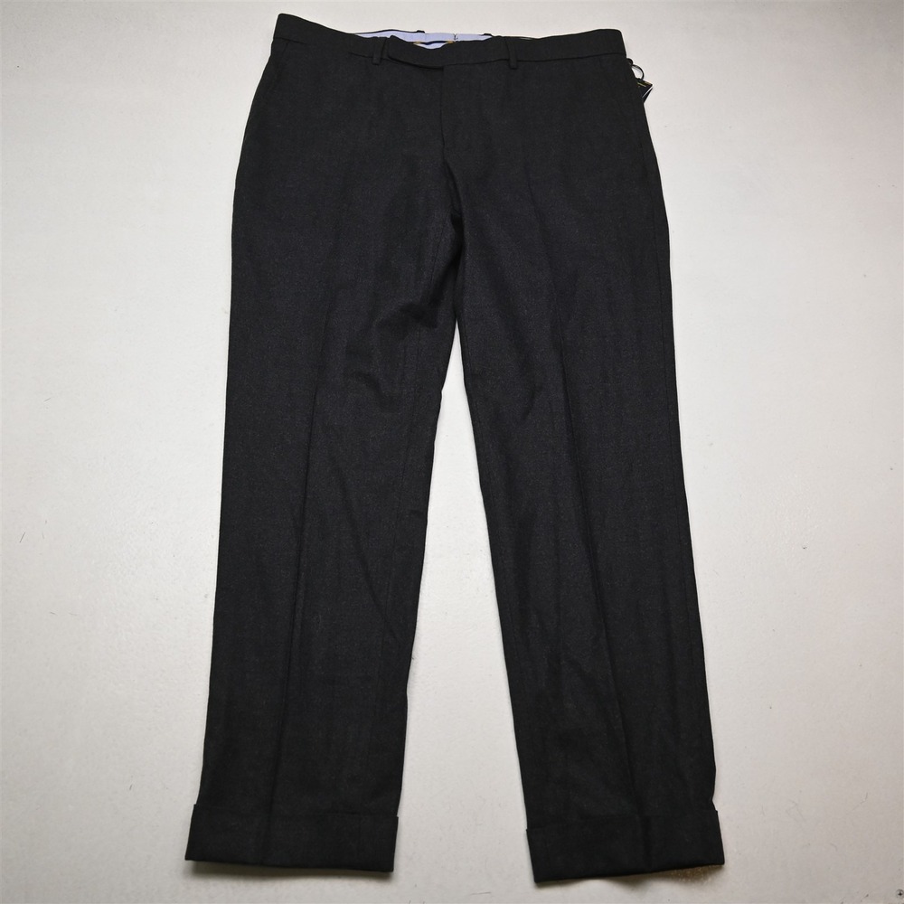 NEW Polo Ralph Lauren 38x32 Gray Flannel Wool Cuffed Straight Dress Mens Pants